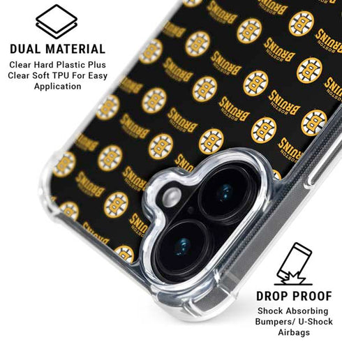 NHL Boston Bruins Pattern iPhone 16 Clear Case